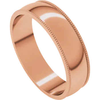 5MM Half Round Milgrain Men's Wedding Band