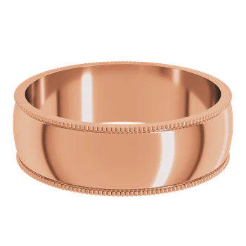 6MM Half Round Milgrain Men's Wedding Band