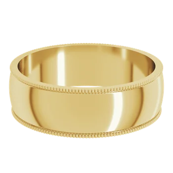 6MM Half Round Milgrain Men's Wedding Band