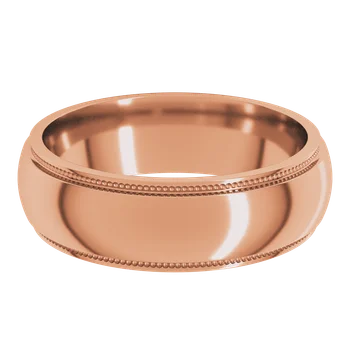 6MM Half Round Stepped Milgrain Edge Men's Wedding Band