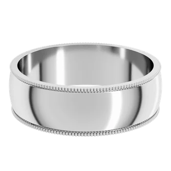 6MM Half Round Milgrain Men's Wedding Band