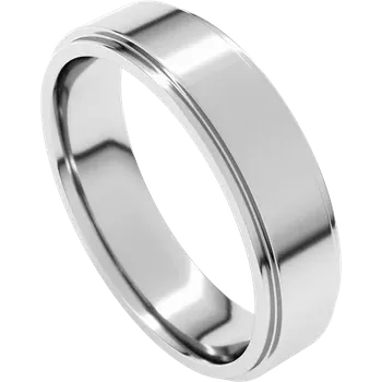 5MM Stepped Edge Flat Men's Wedding Band