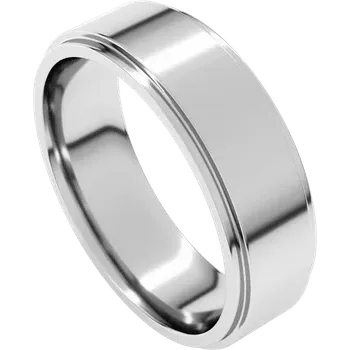 6MM Stepped Edge Flat Men's Wedding Band