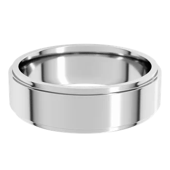 6MM Stepped Edge Flat Men's Wedding Band