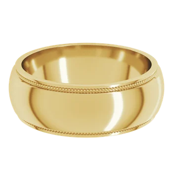 5MM Half Round Stepped Milgrain Edge Men's Wedding Band