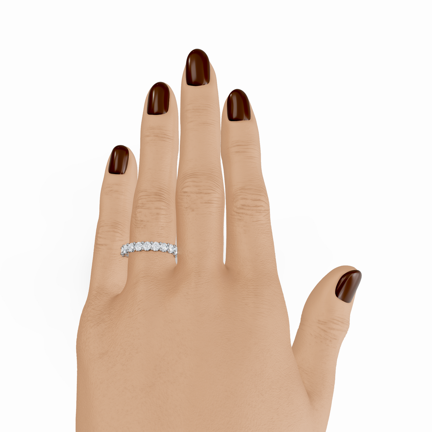 Round Broadway Half Eternity Round Wedding Band