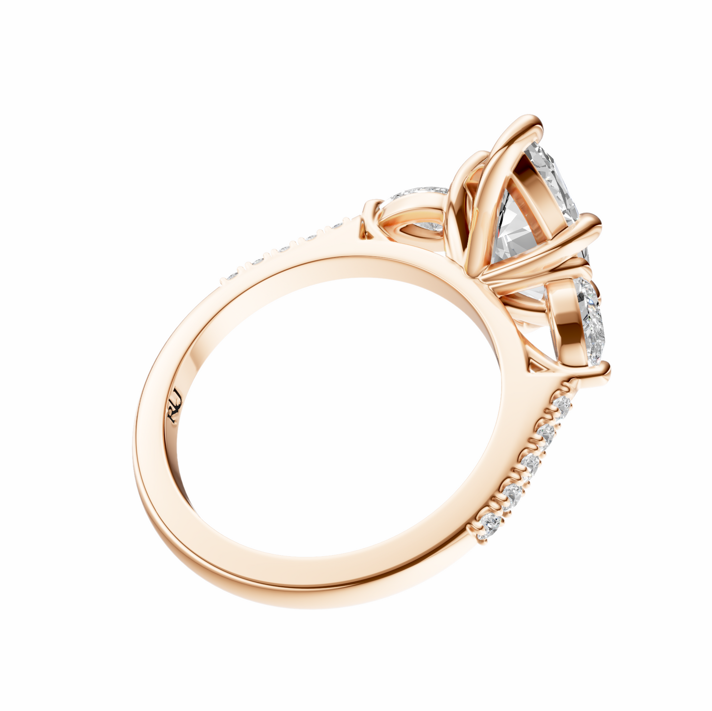 Marquise Accented Three Stone Pear Setting