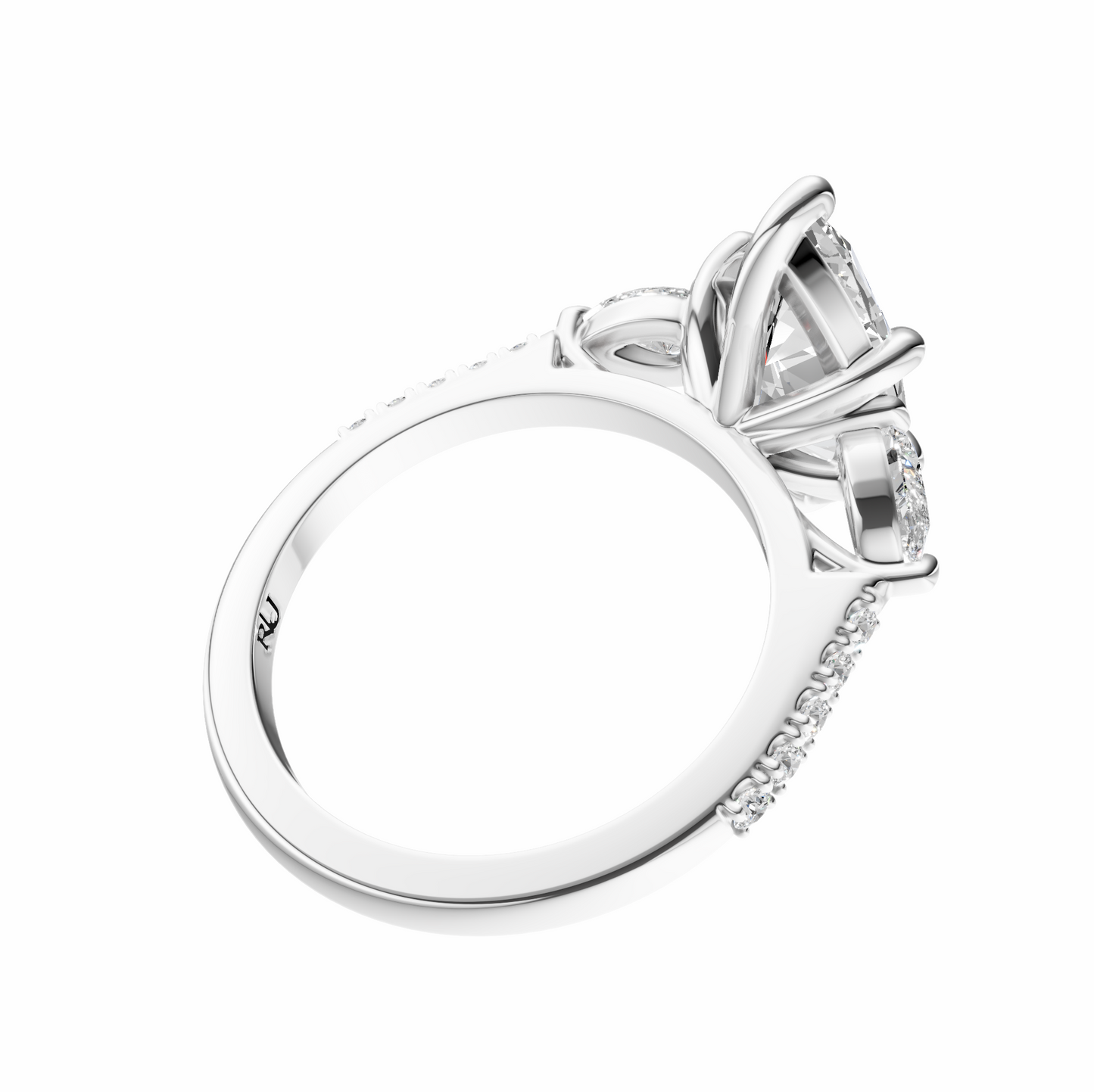 Marquise Accented Three Stone Pear Setting