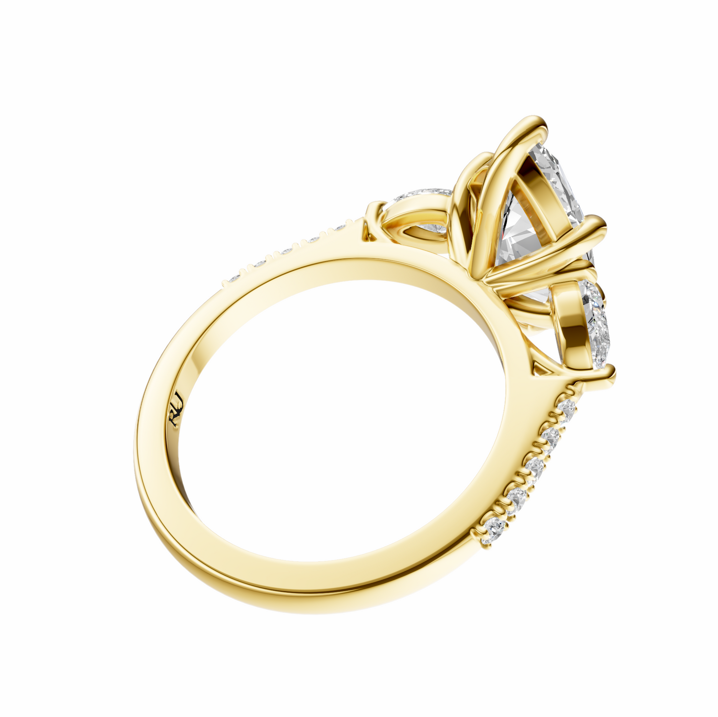 Marquise Accented Three Stone Pear Setting