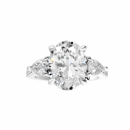 Oval Accented Three Stone Pear Setting