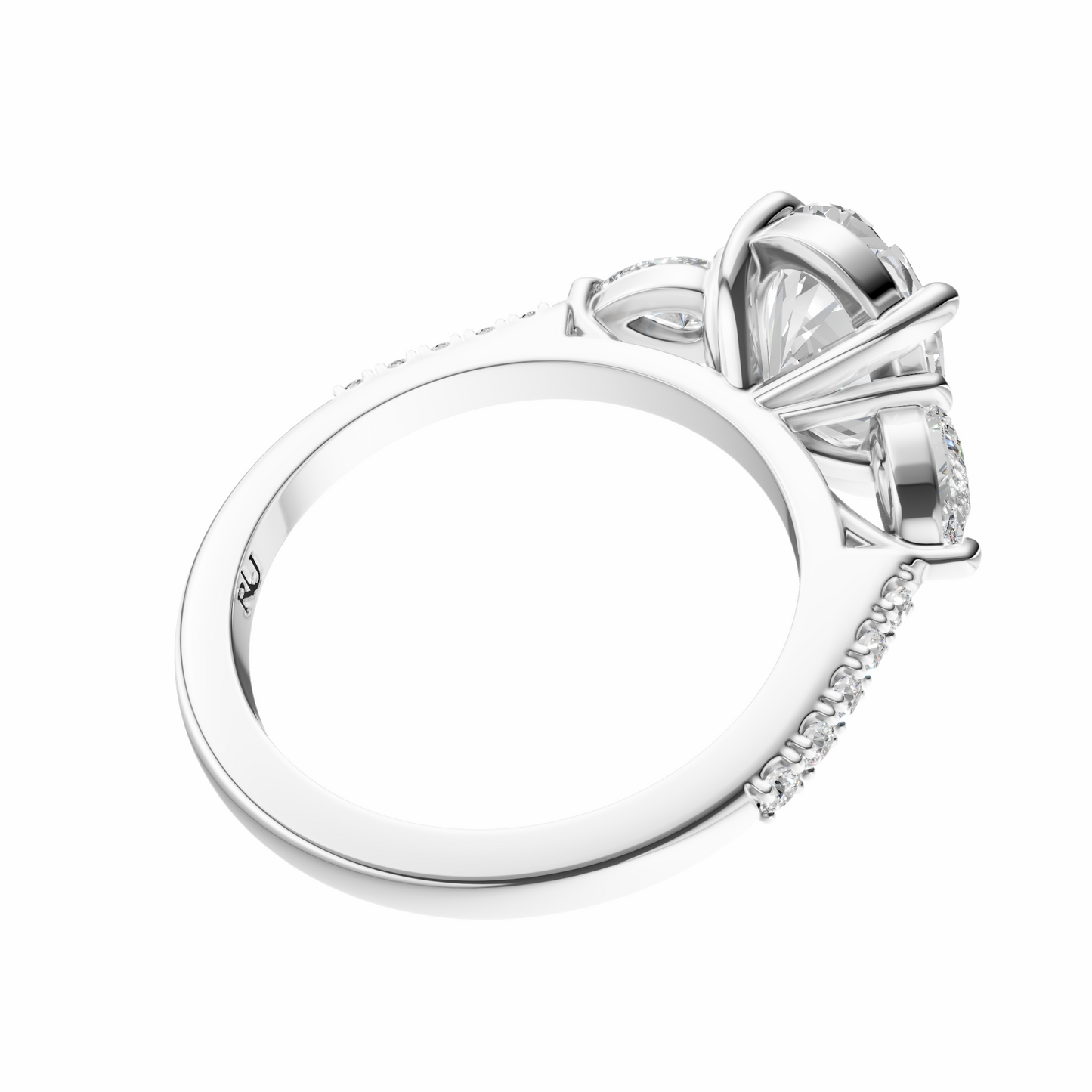 Oval Accented Three Stone Pear Setting