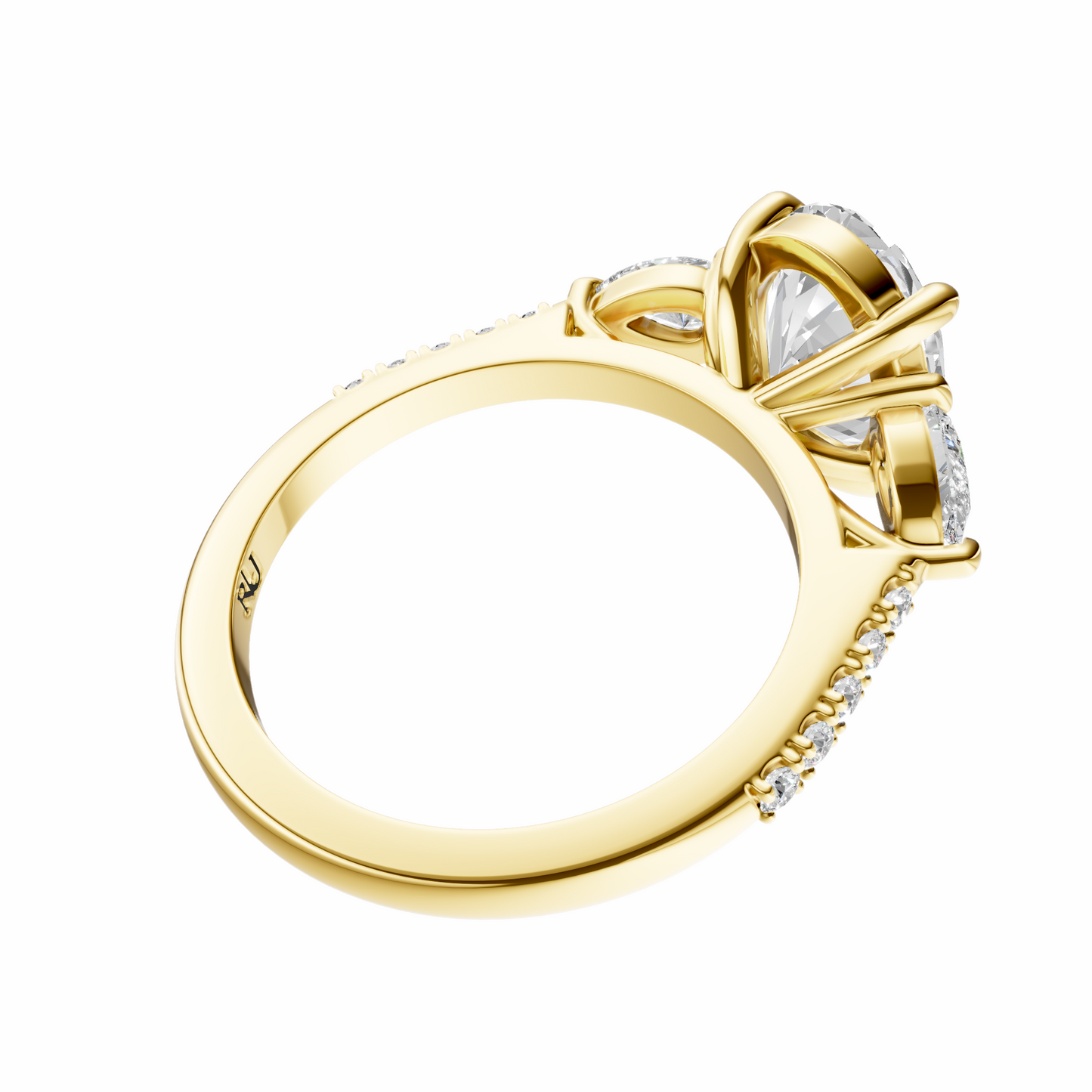 Oval Accented Three Stone Pear Setting