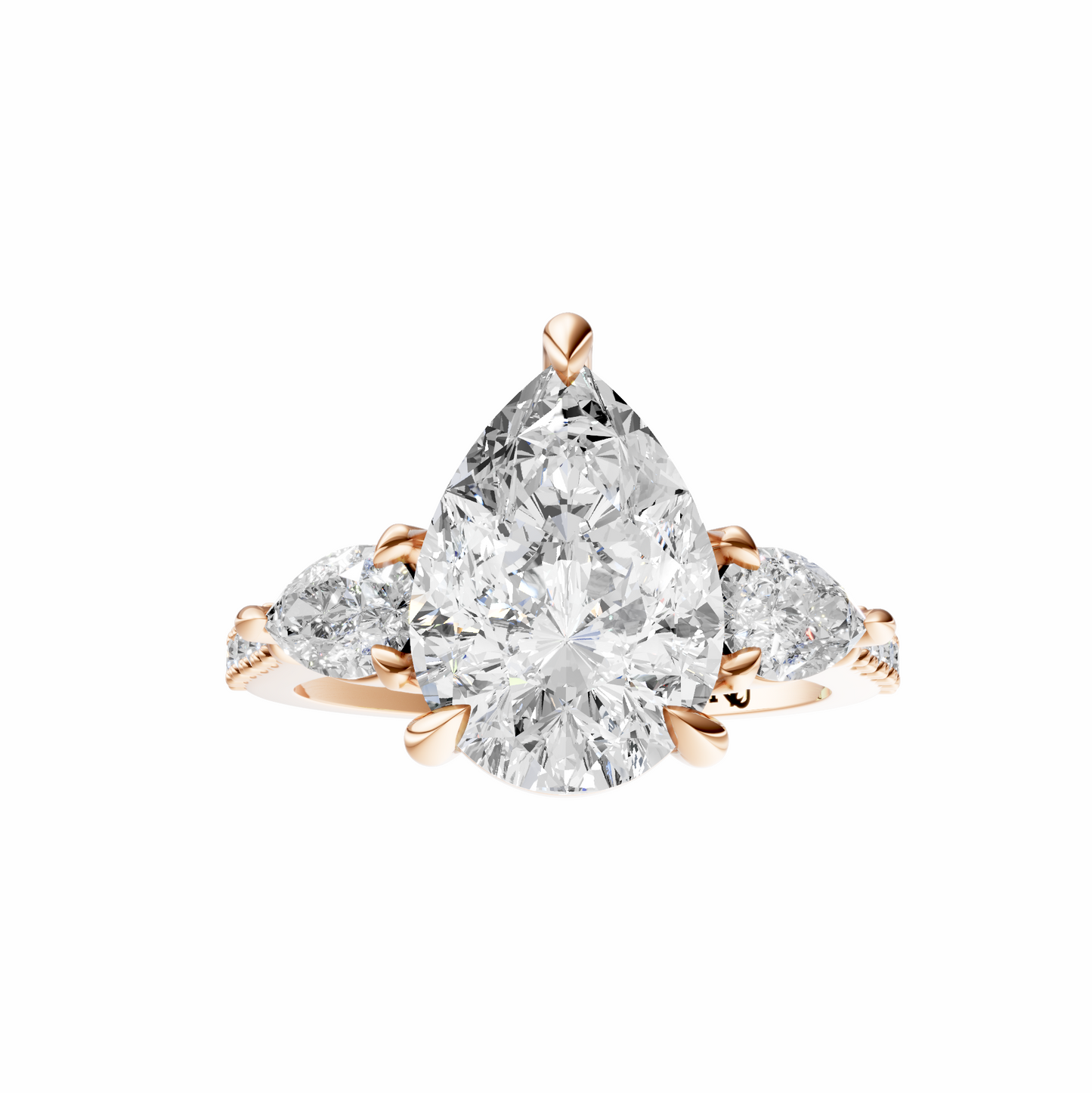 Pear Accented Three Stone Pear Setting