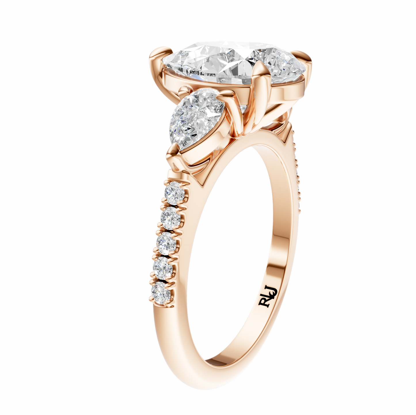 Pear Accented Three Stone Pear Setting