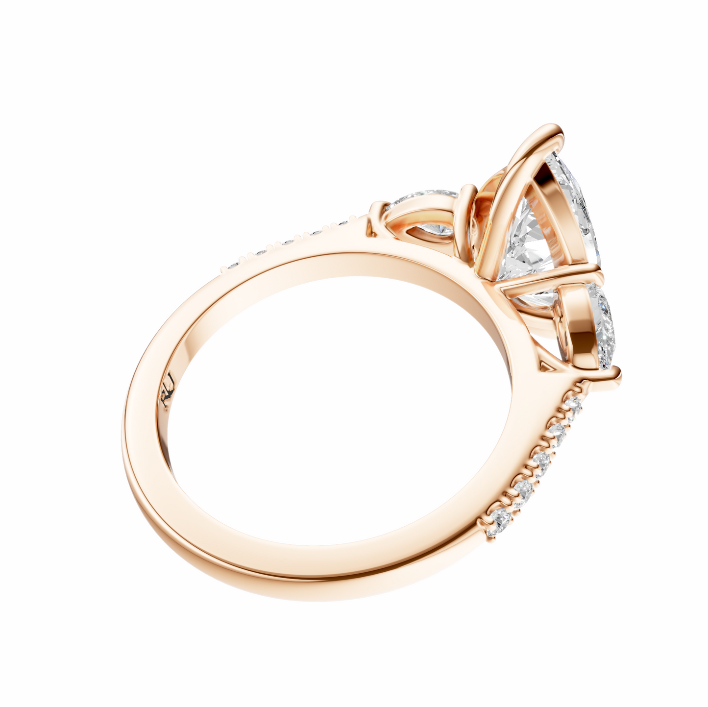 Pear Accented Three Stone Pear Setting