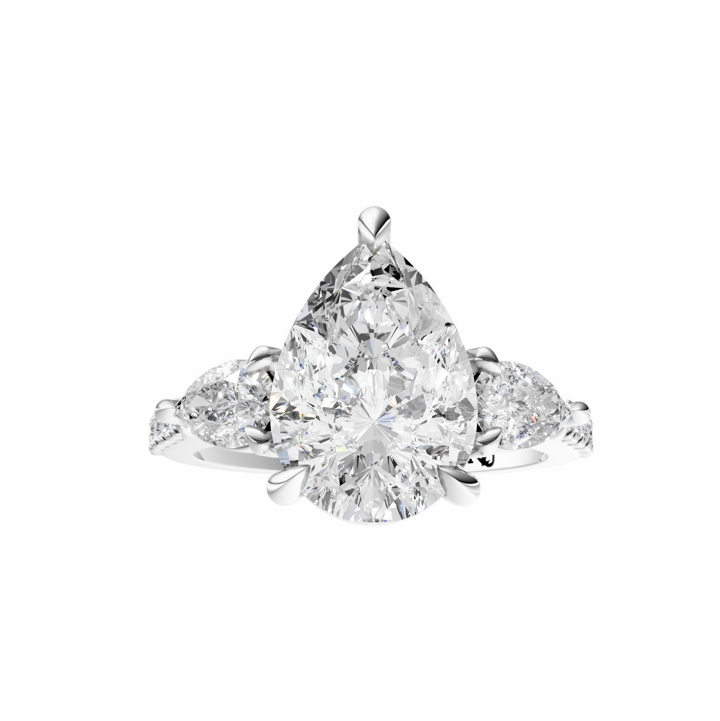 Pear Accented Three Stone Pear Setting