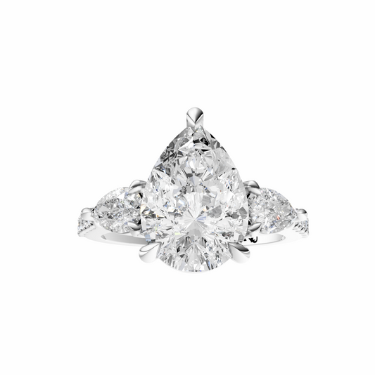 Pear Accented Three Stone Pear Setting