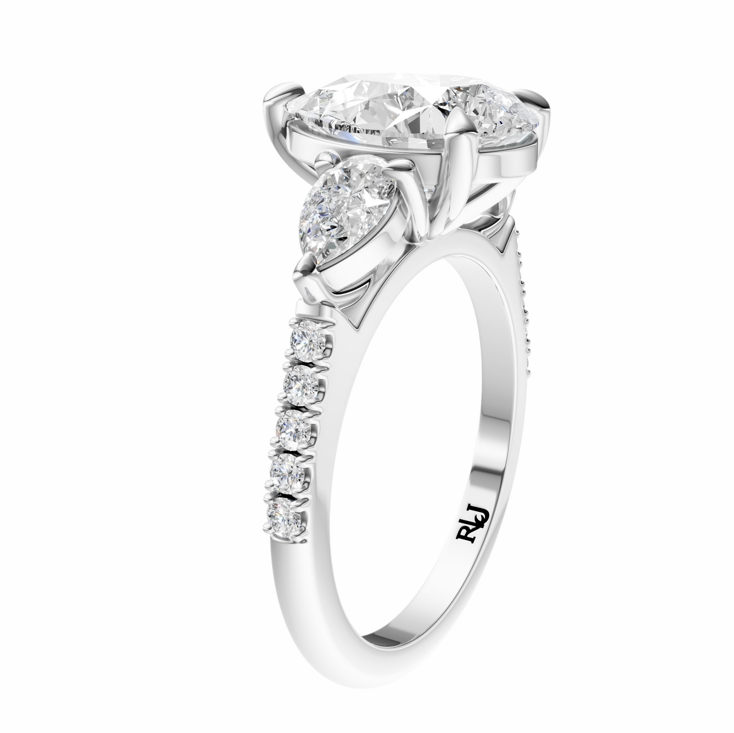 Pear Accented Three Stone Pear Setting