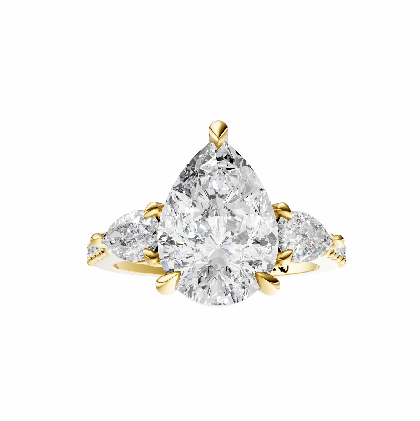 Pear Accented Three Stone Pear Setting