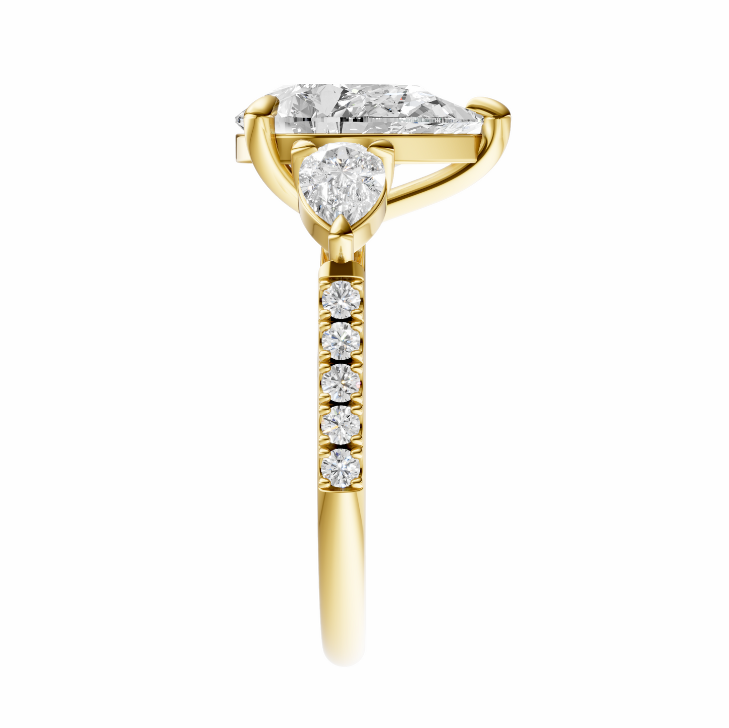 Pear Accented Three Stone Pear Setting