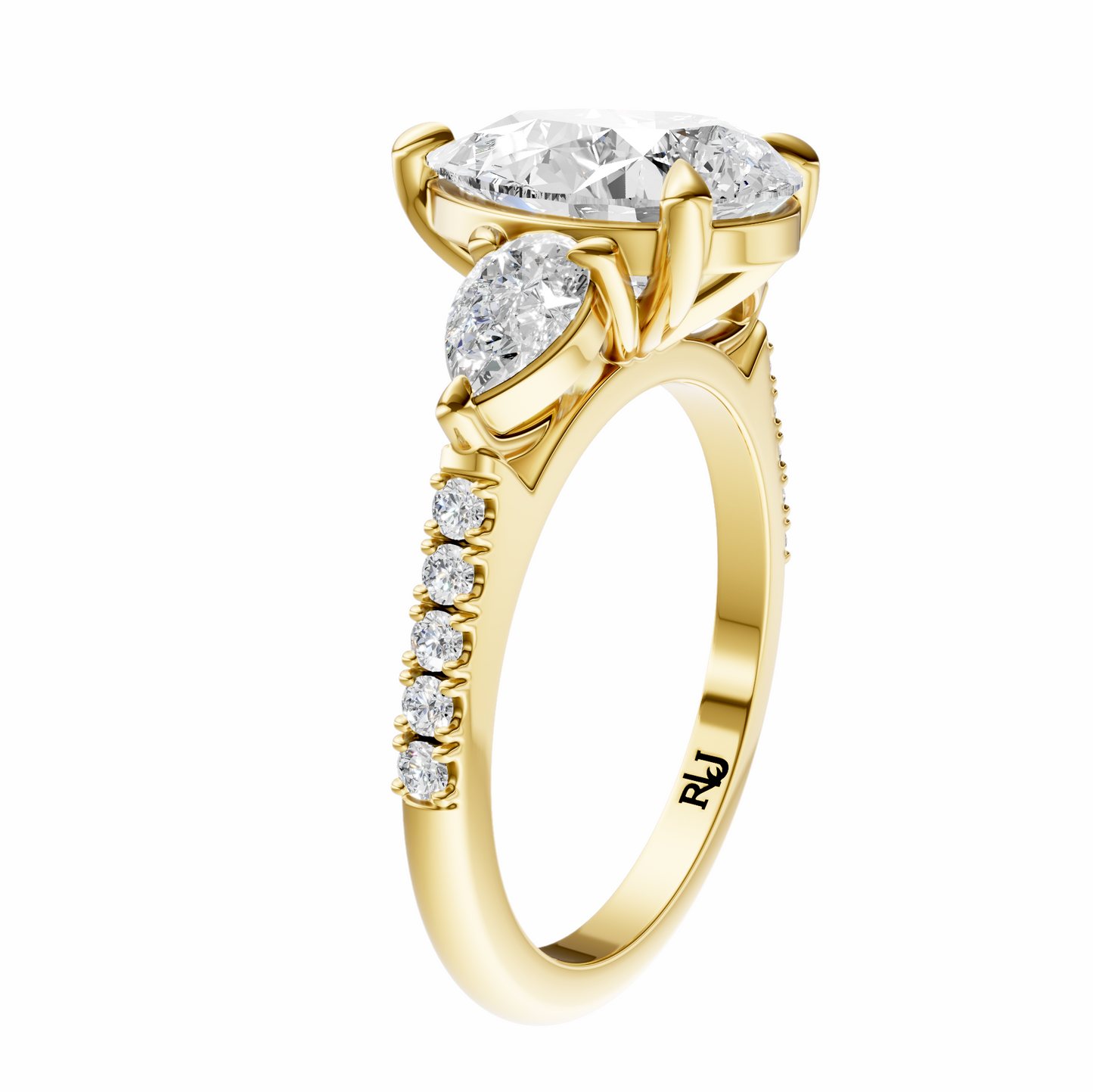 Pear Accented Three Stone Pear Setting