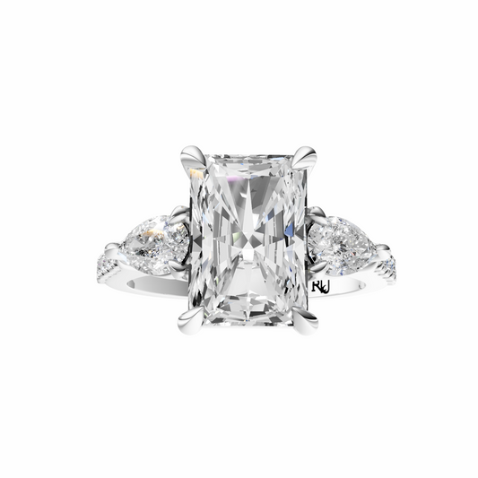 Radiant Accented Three Stone Pear Setting