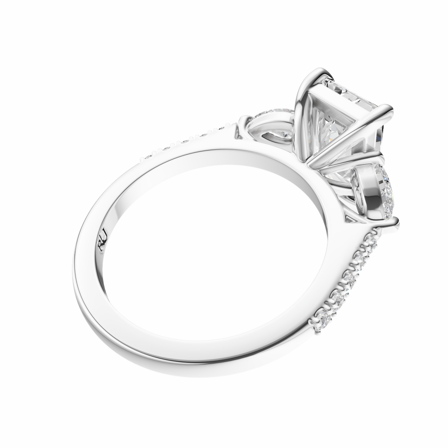 Radiant Accented Three Stone Pear Setting