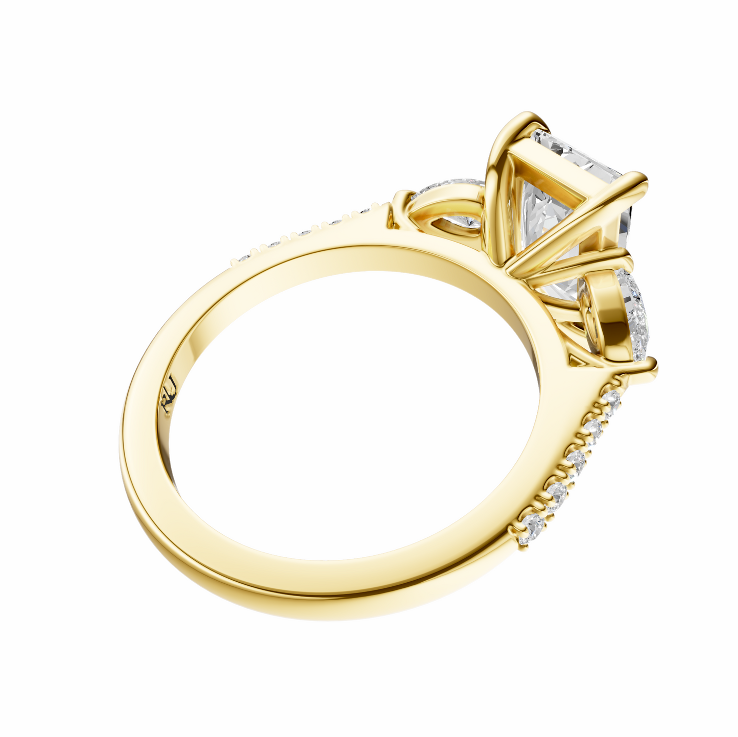 Radiant Accented Three Stone Pear Setting