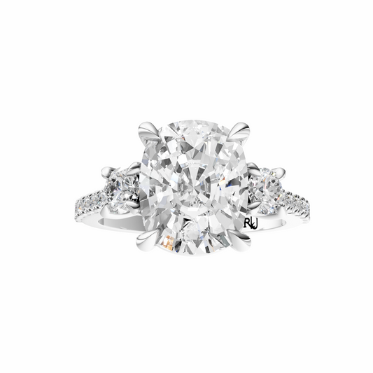 Cushion Accented Three Stone Round Setting