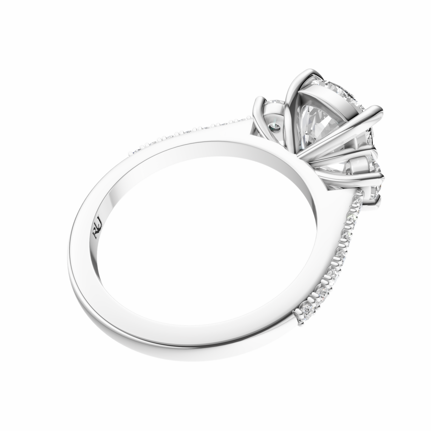 Cushion Accented Three Stone Round Setting