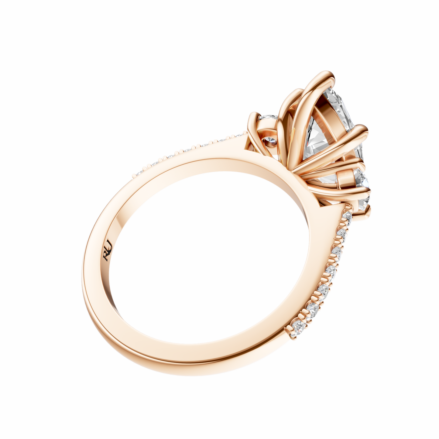 Marquise Accented Three Stone Round Setting