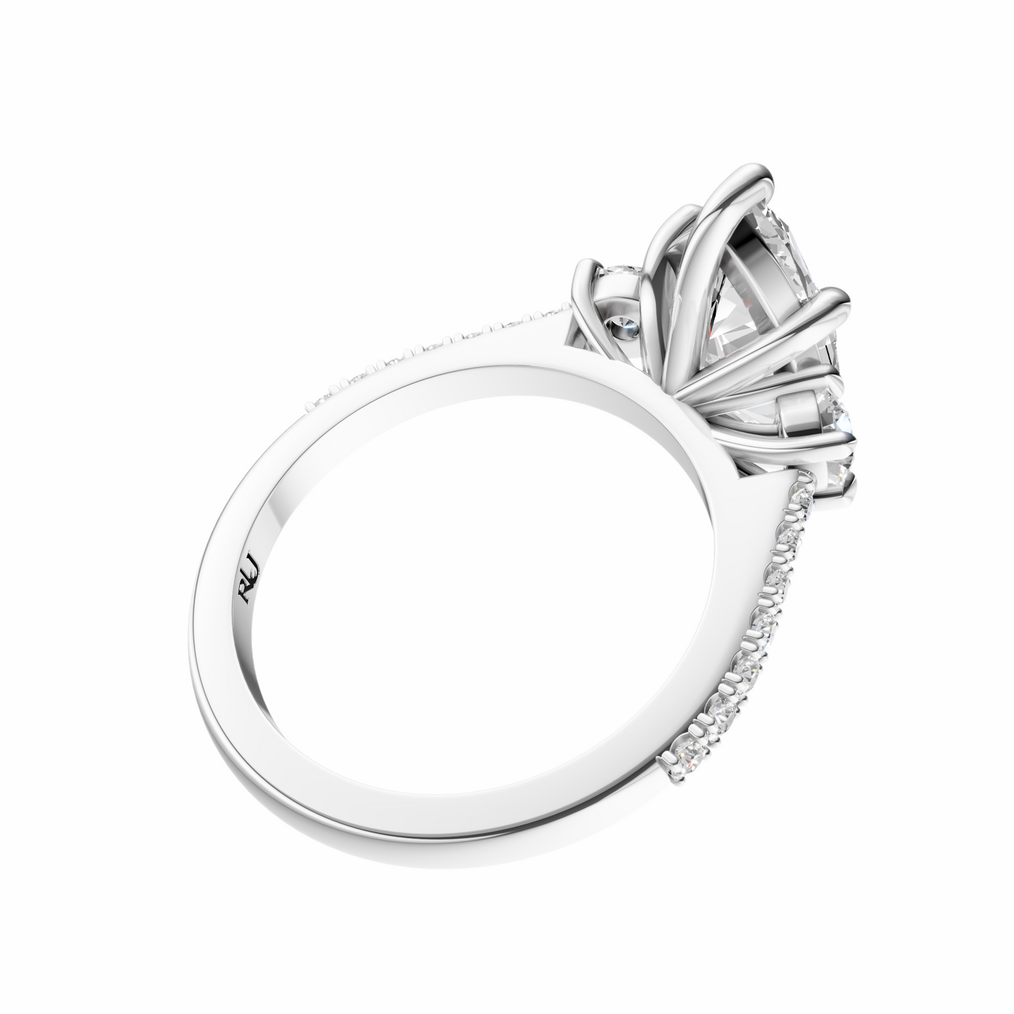 Marquise Accented Three Stone Round Setting