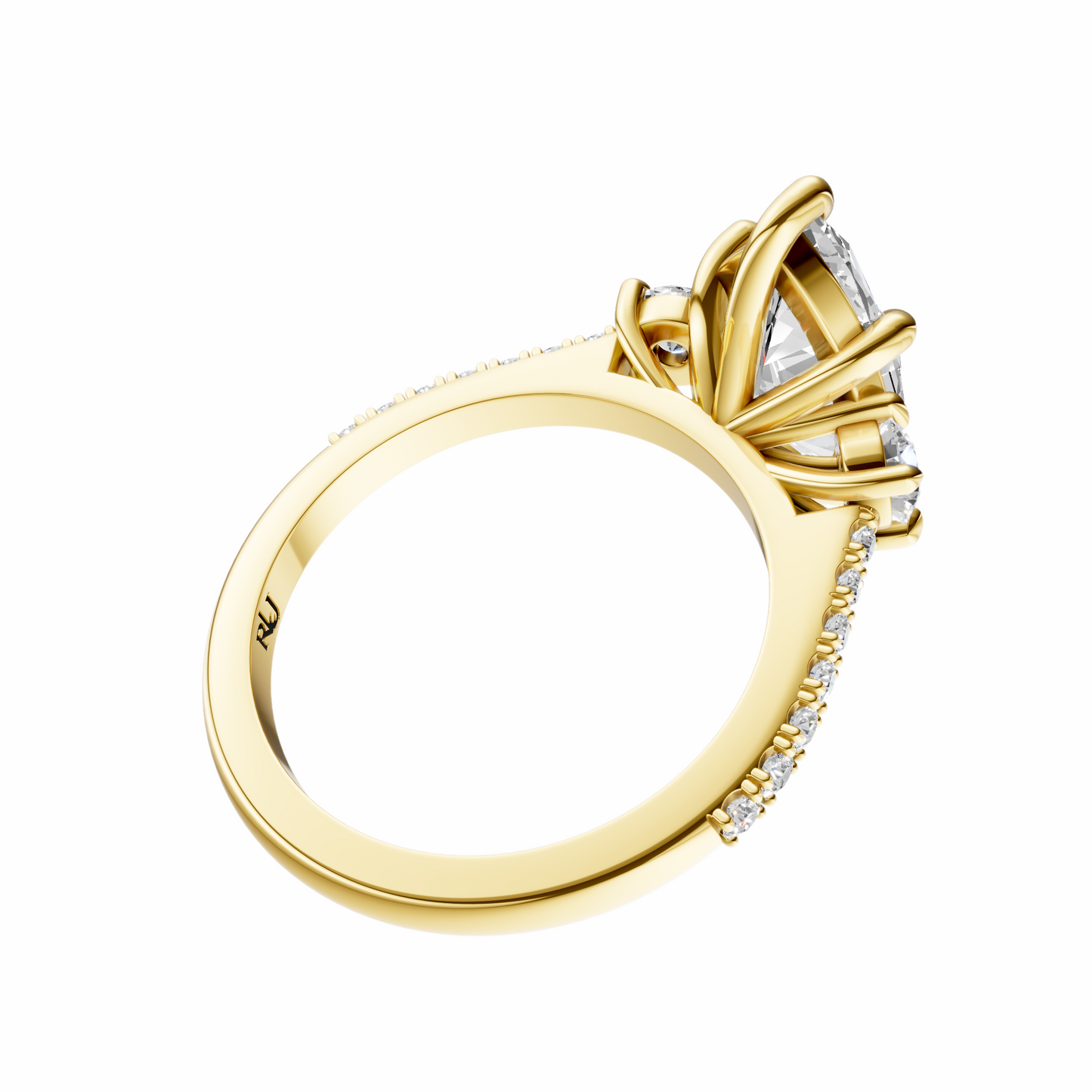Marquise Accented Three Stone Round Setting