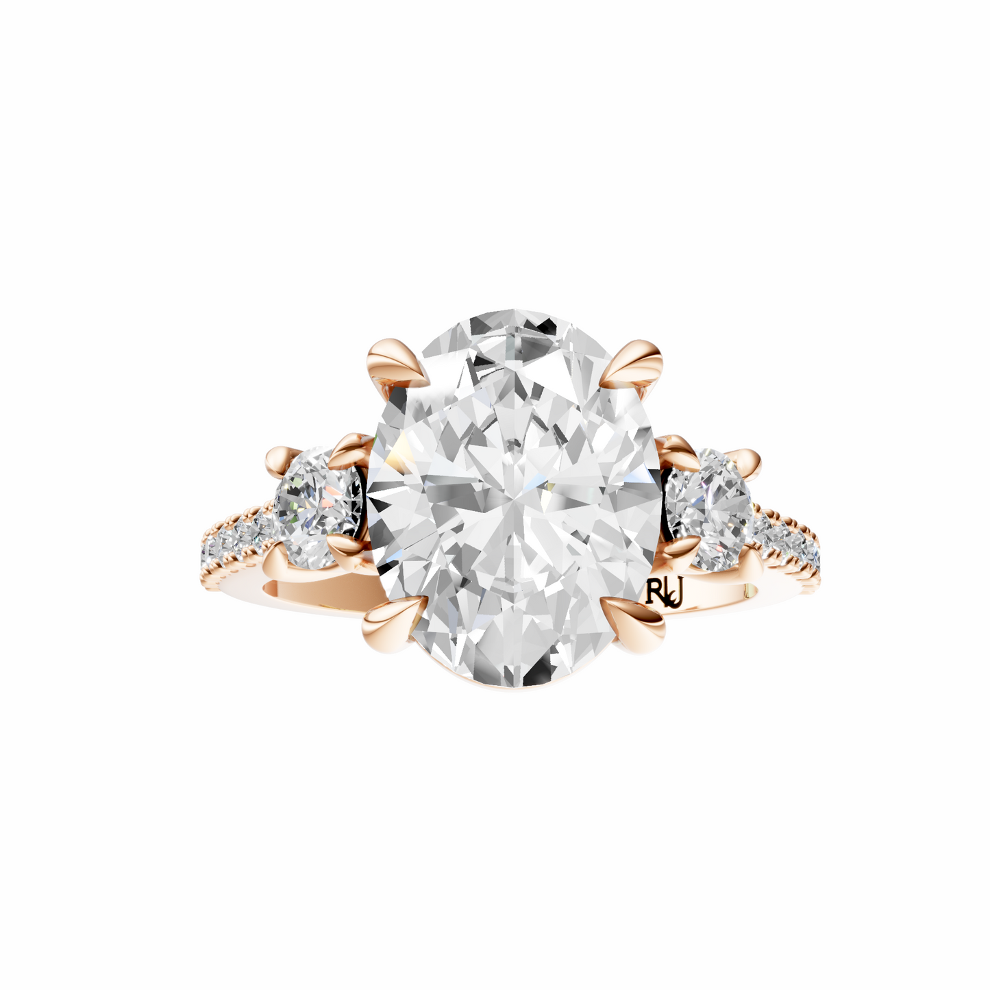 Oval Accented Three Stone Round Setting