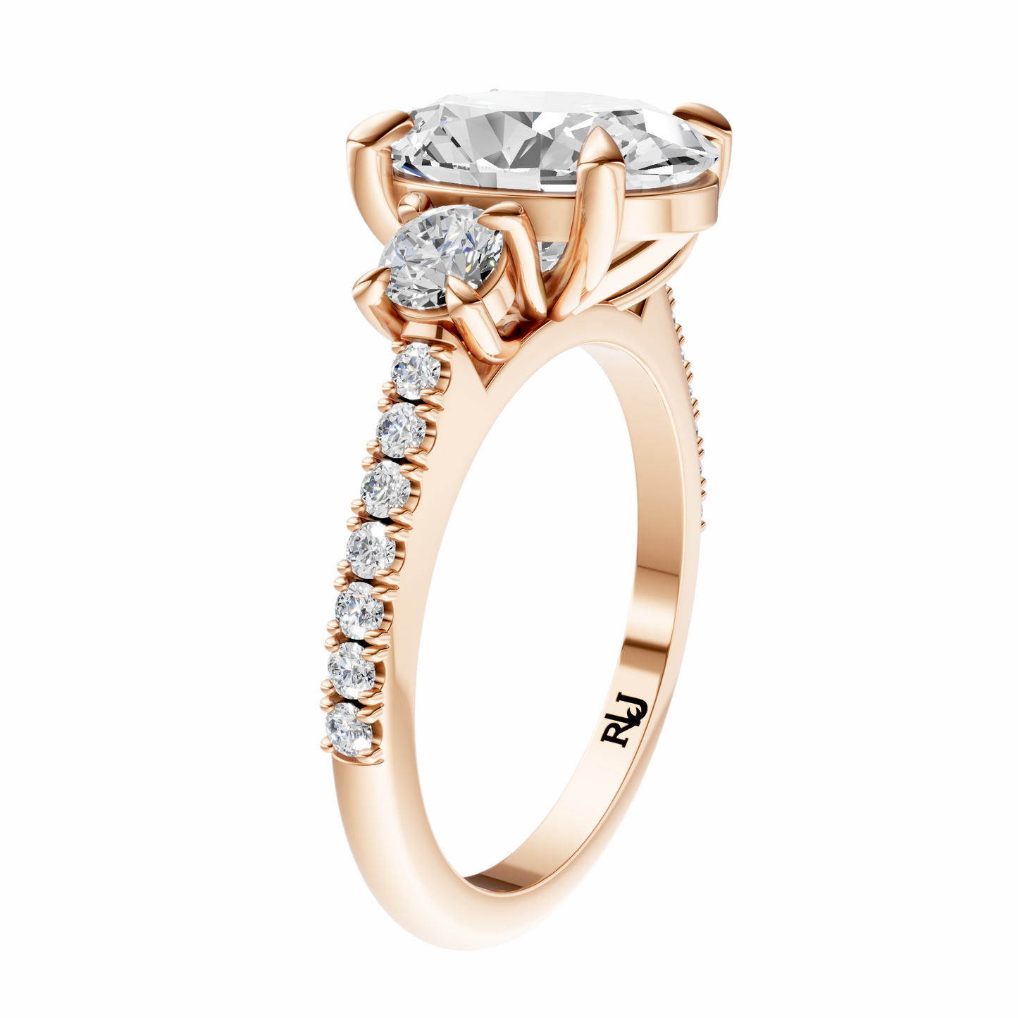Oval Accented Three Stone Round Setting