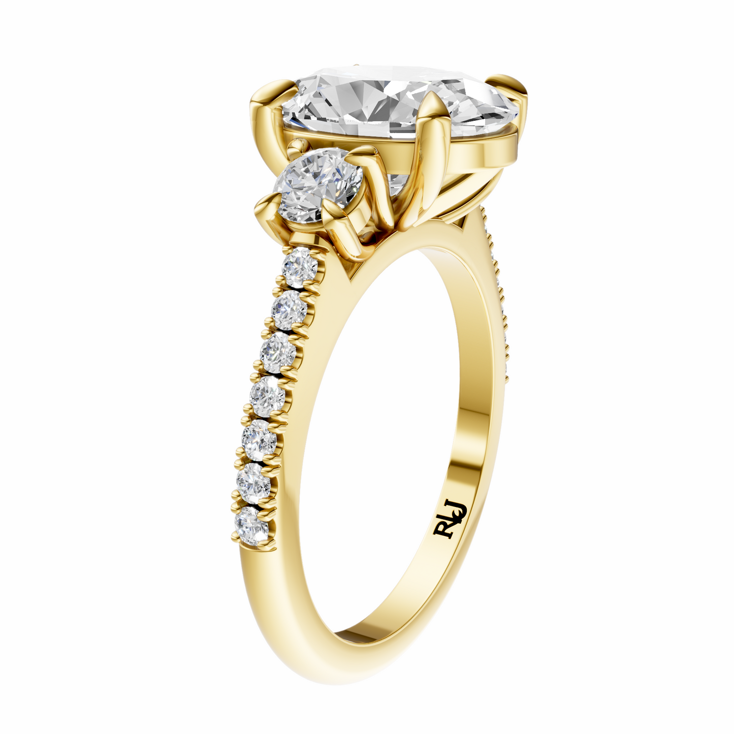 Oval Accented Three Stone Round Setting