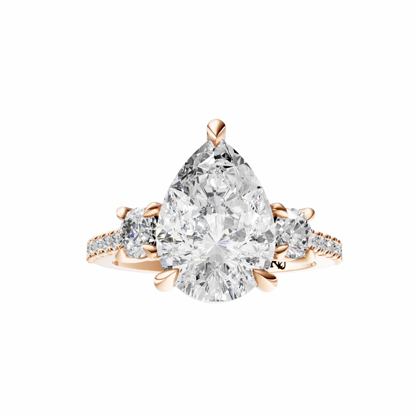 Pear Accented Three Stone Round Setting