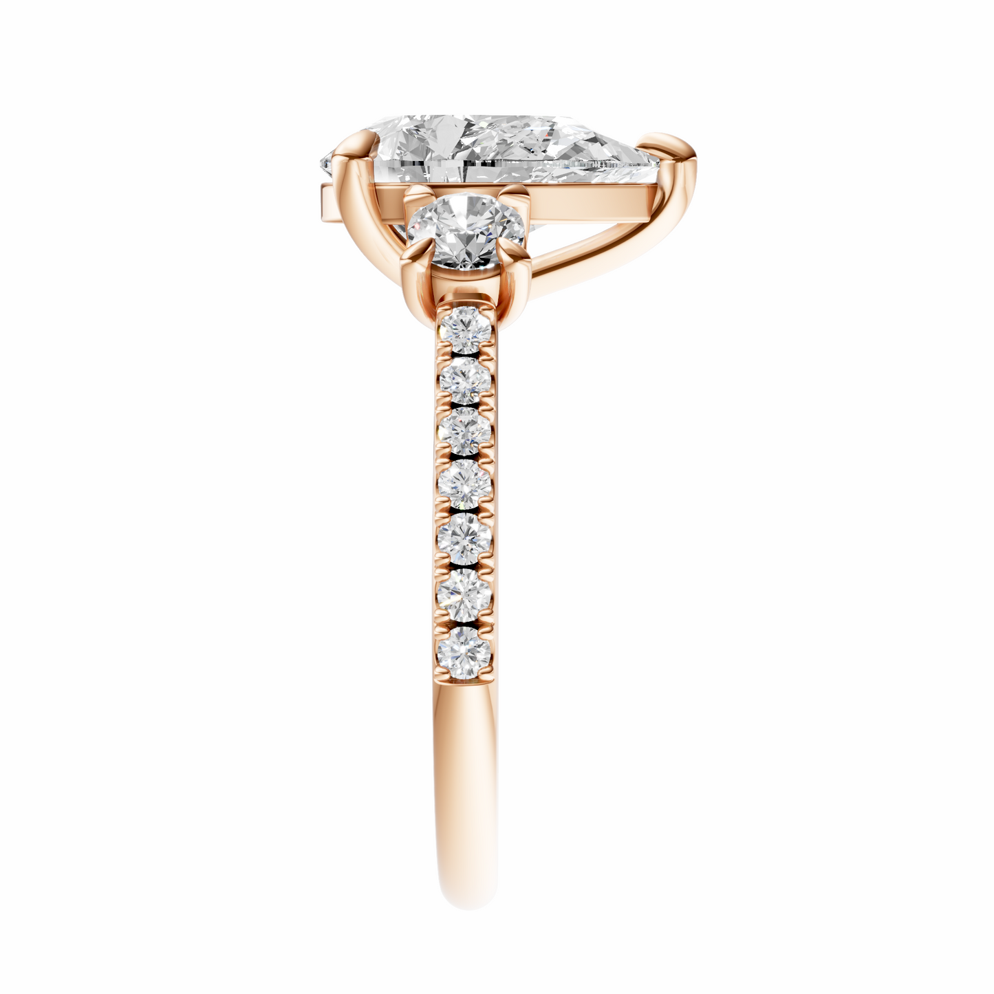Pear Accented Three Stone Round Setting