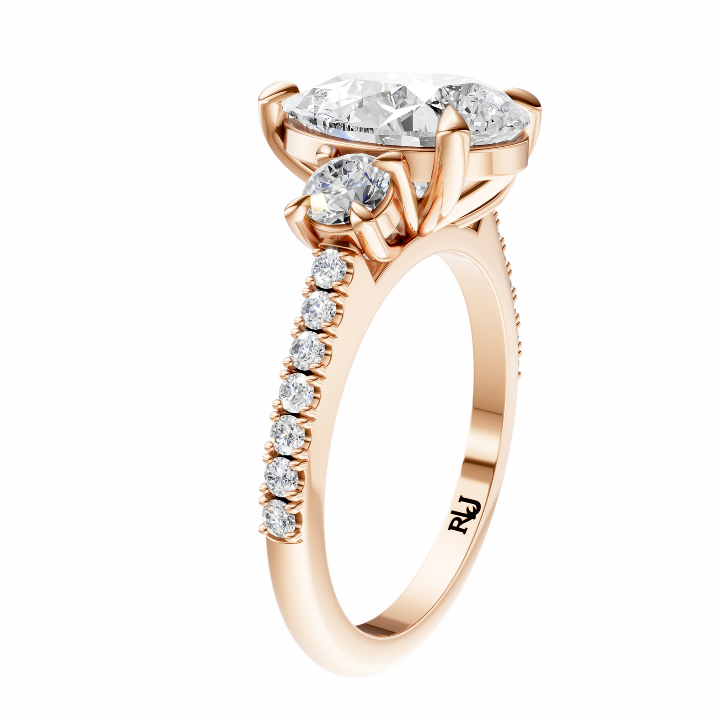 Pear Accented Three Stone Round Setting