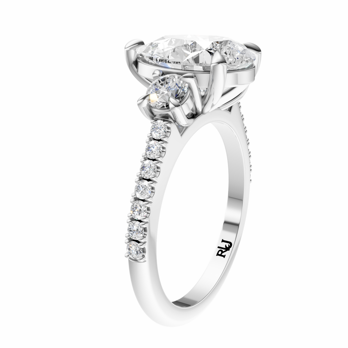Pear Accented Three Stone Round Setting