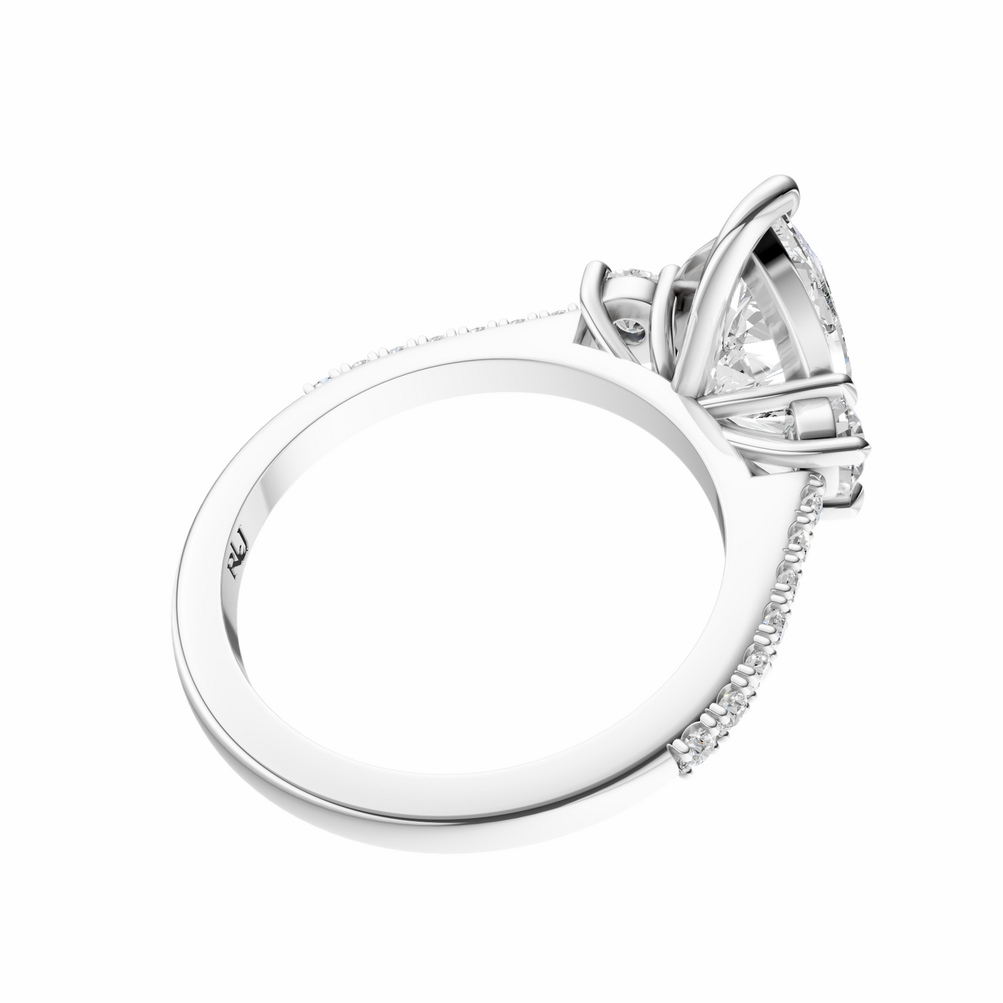 Pear Accented Three Stone Round Setting