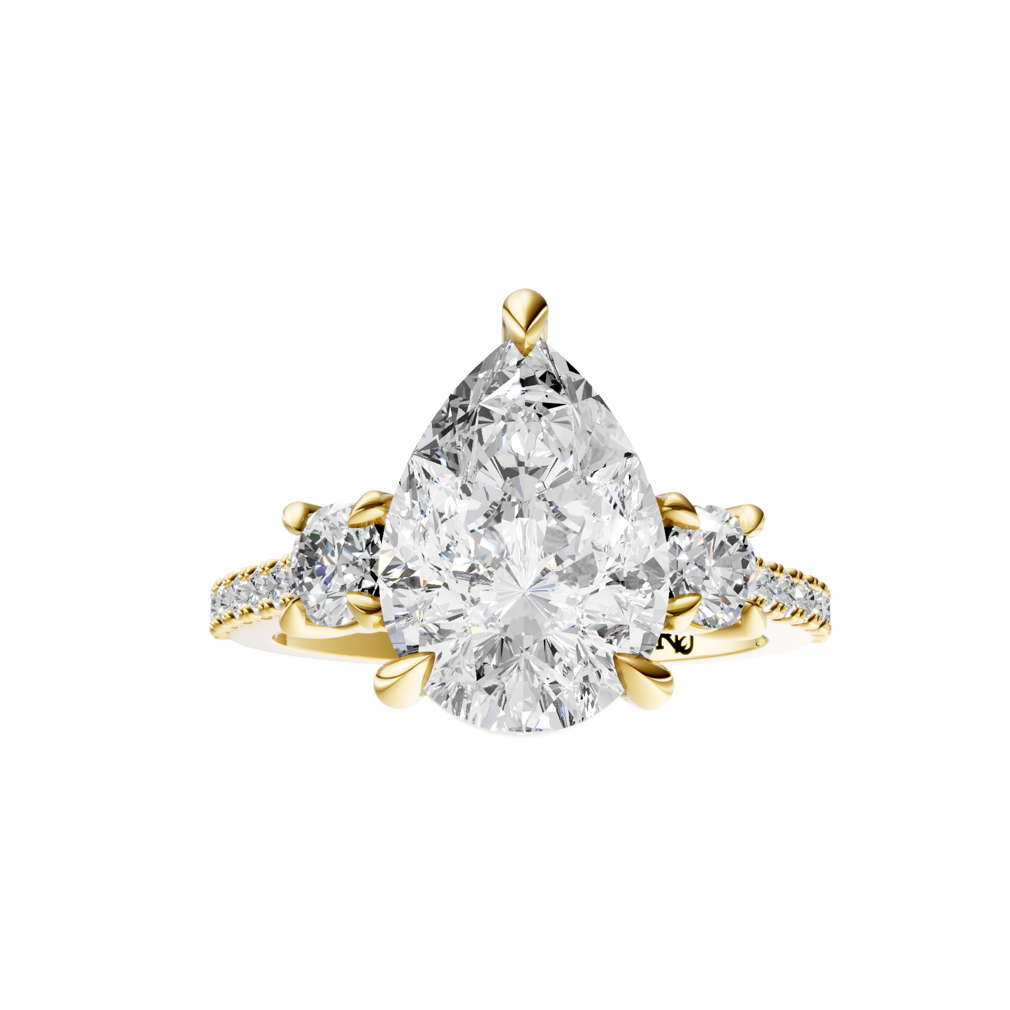 Pear Accented Three Stone Round Setting