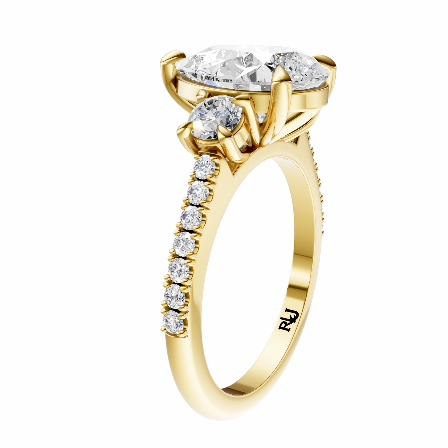 Pear Accented Three Stone Round Setting