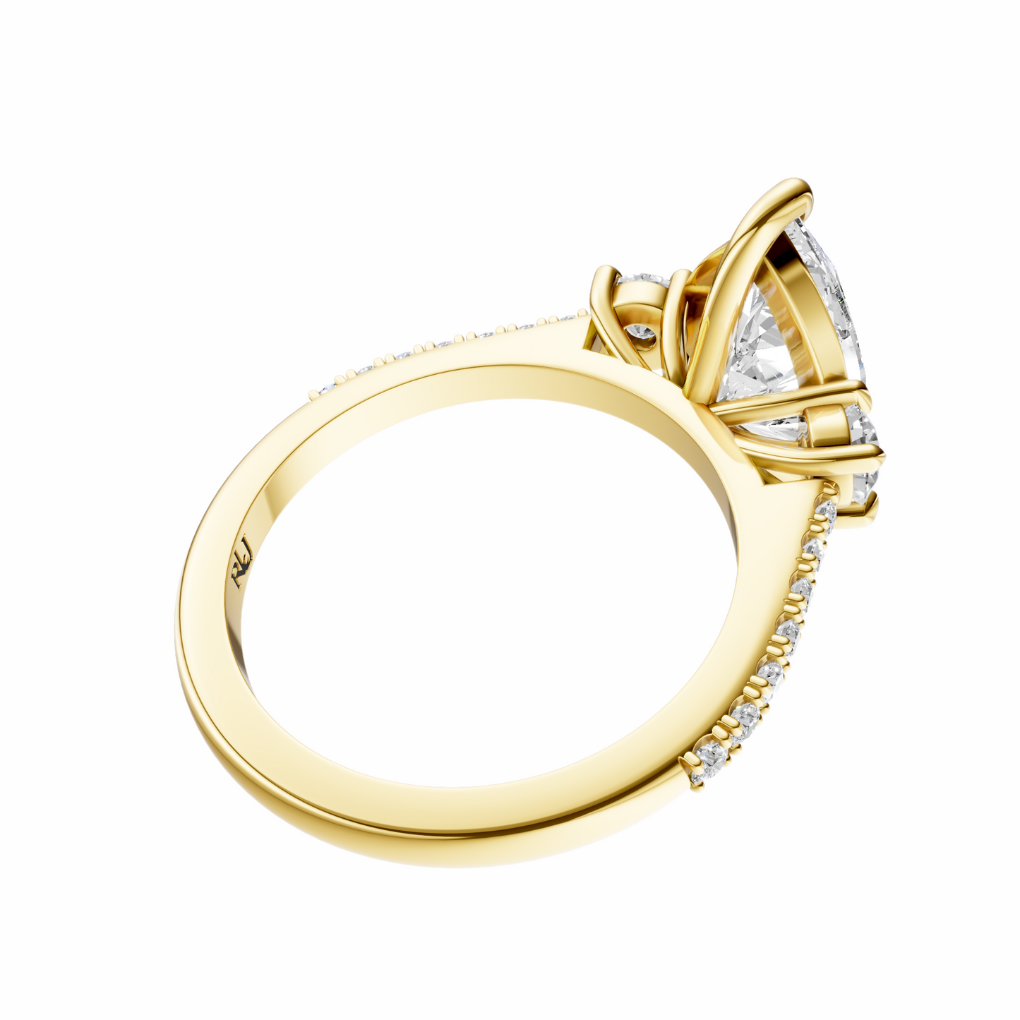 Pear Accented Three Stone Round Setting