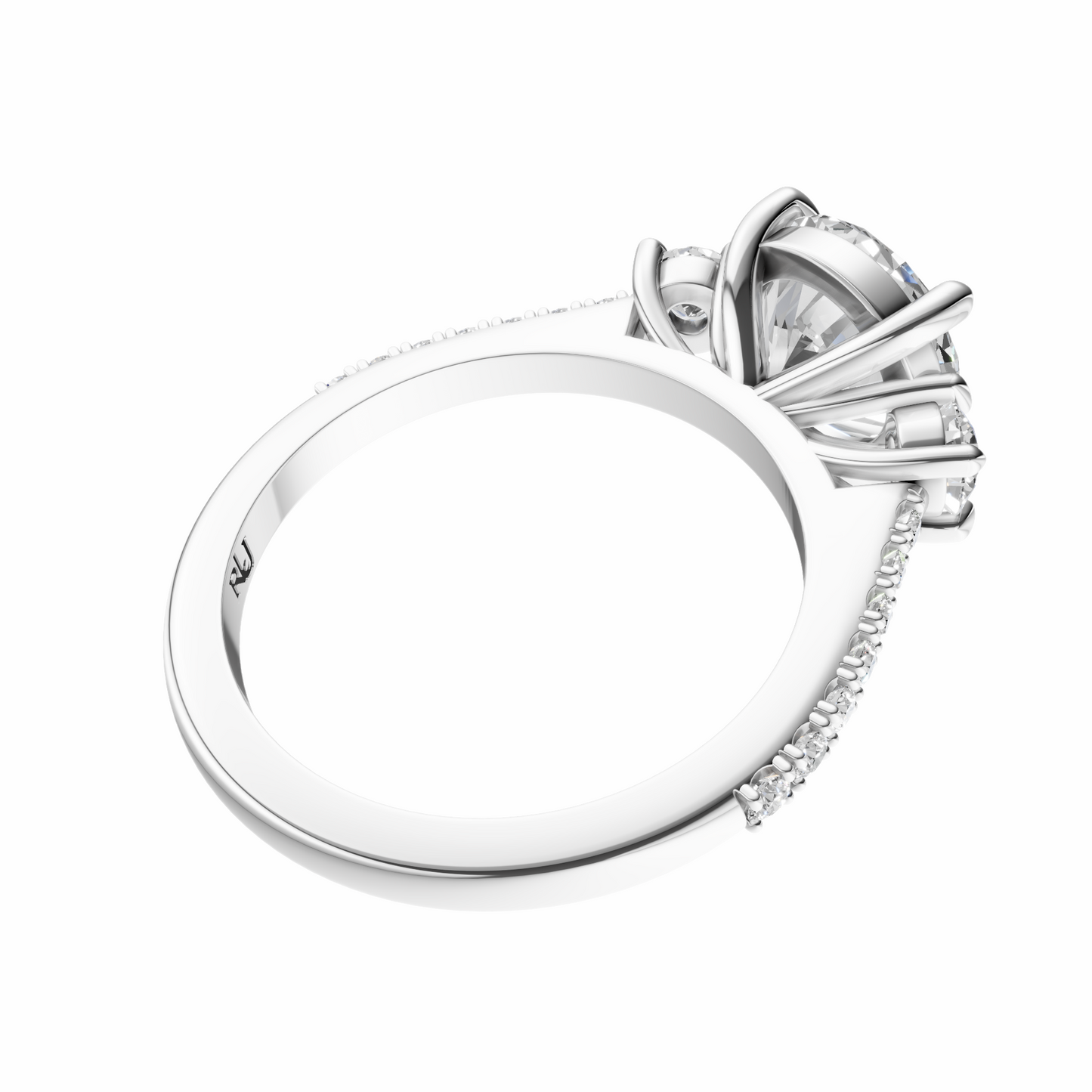 Round Accented Three Stone Round Setting