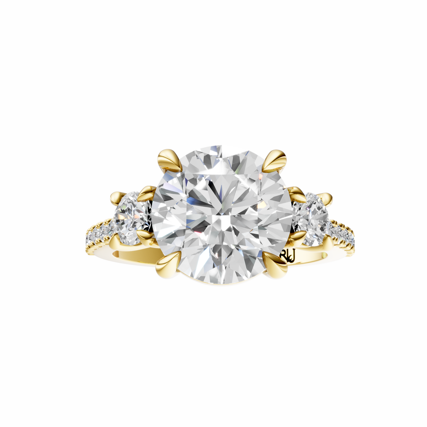 Round Accented Three Stone Round Setting