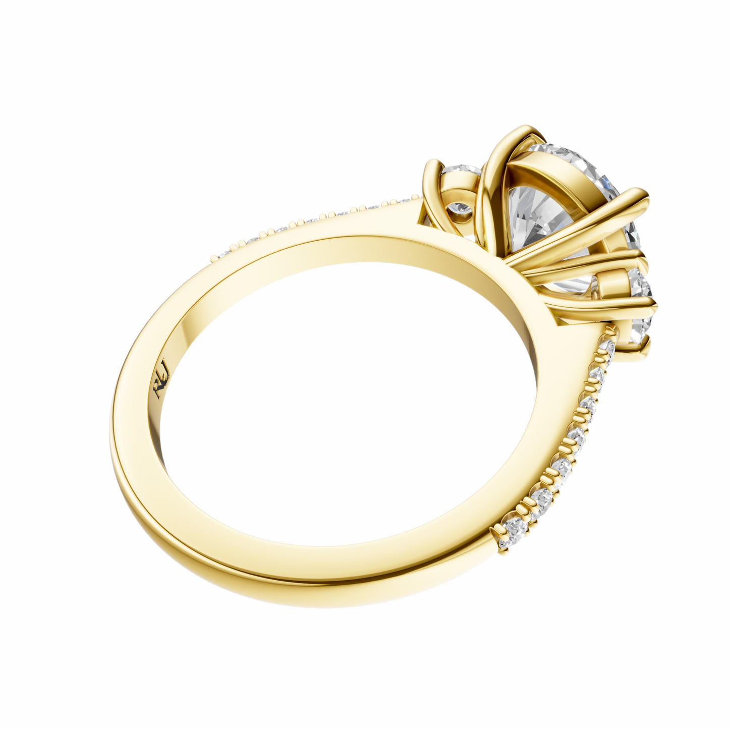 Round Accented Three Stone Round Setting