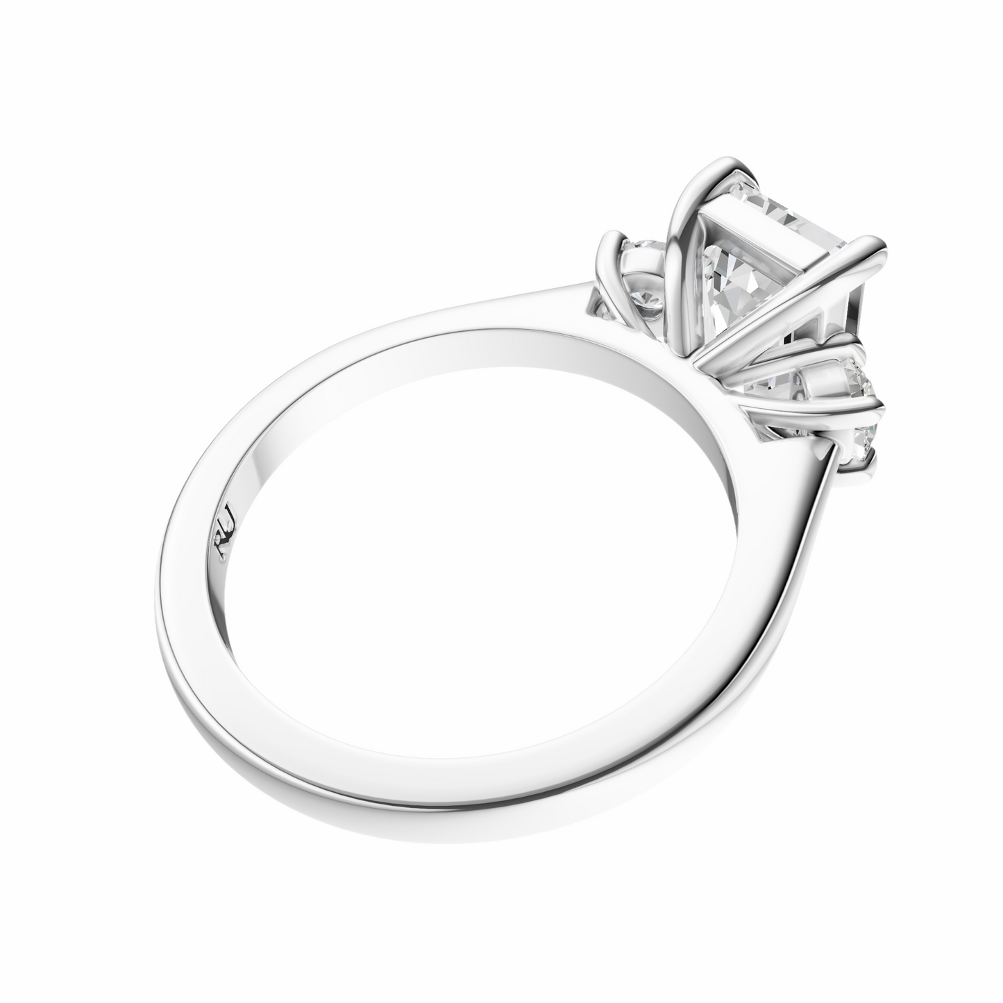 Emerald Three Stone Round Solitaire Setting