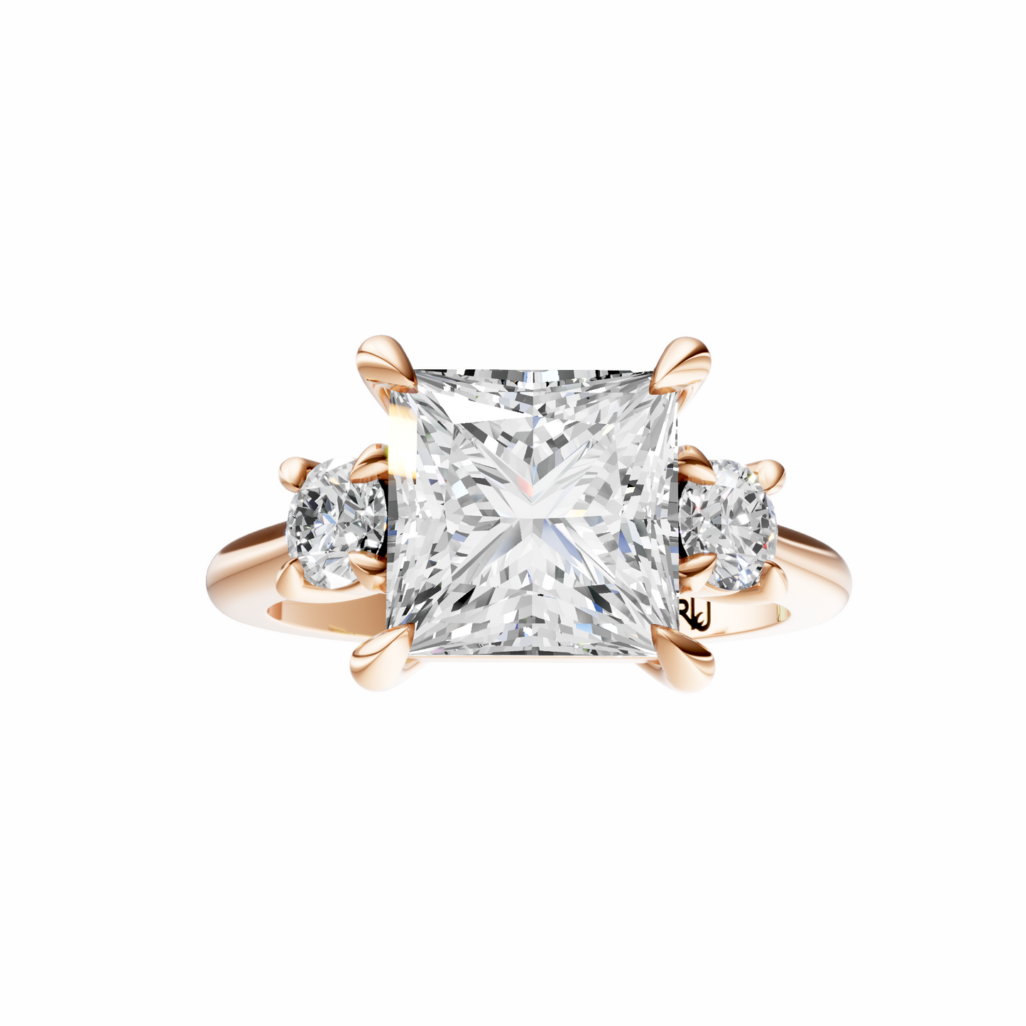 Princess Three Stone Round Solitaire Setting