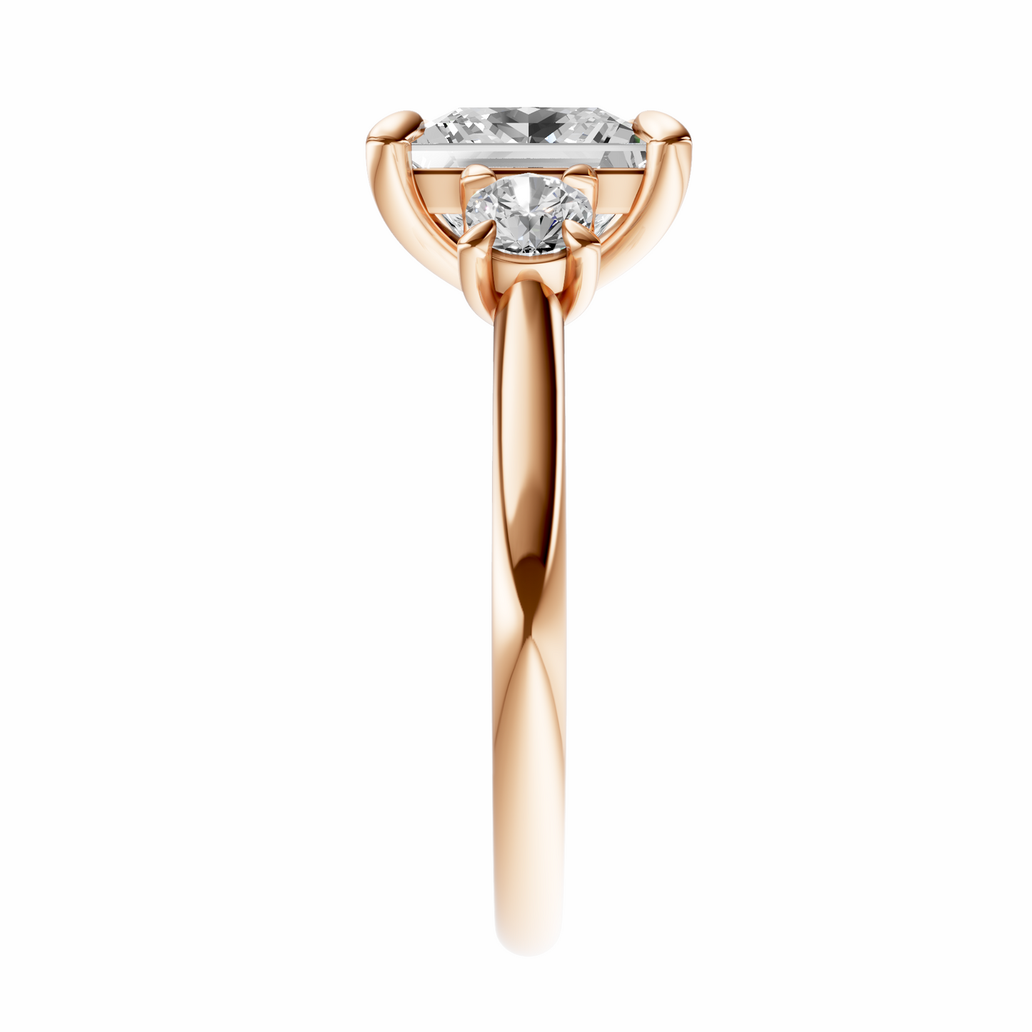 Princess Three Stone Round Solitaire Setting